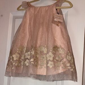Catherine Malandrino Blush Pink and Gold Floral Dress